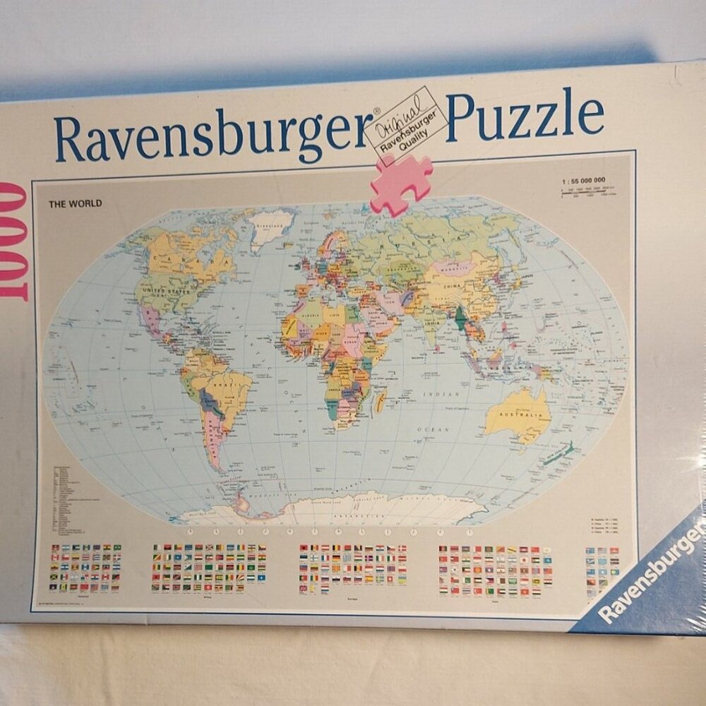 Ravensburger THE WORLD Political World Map Flags 1000 Pc. Puzzle Germany NEW